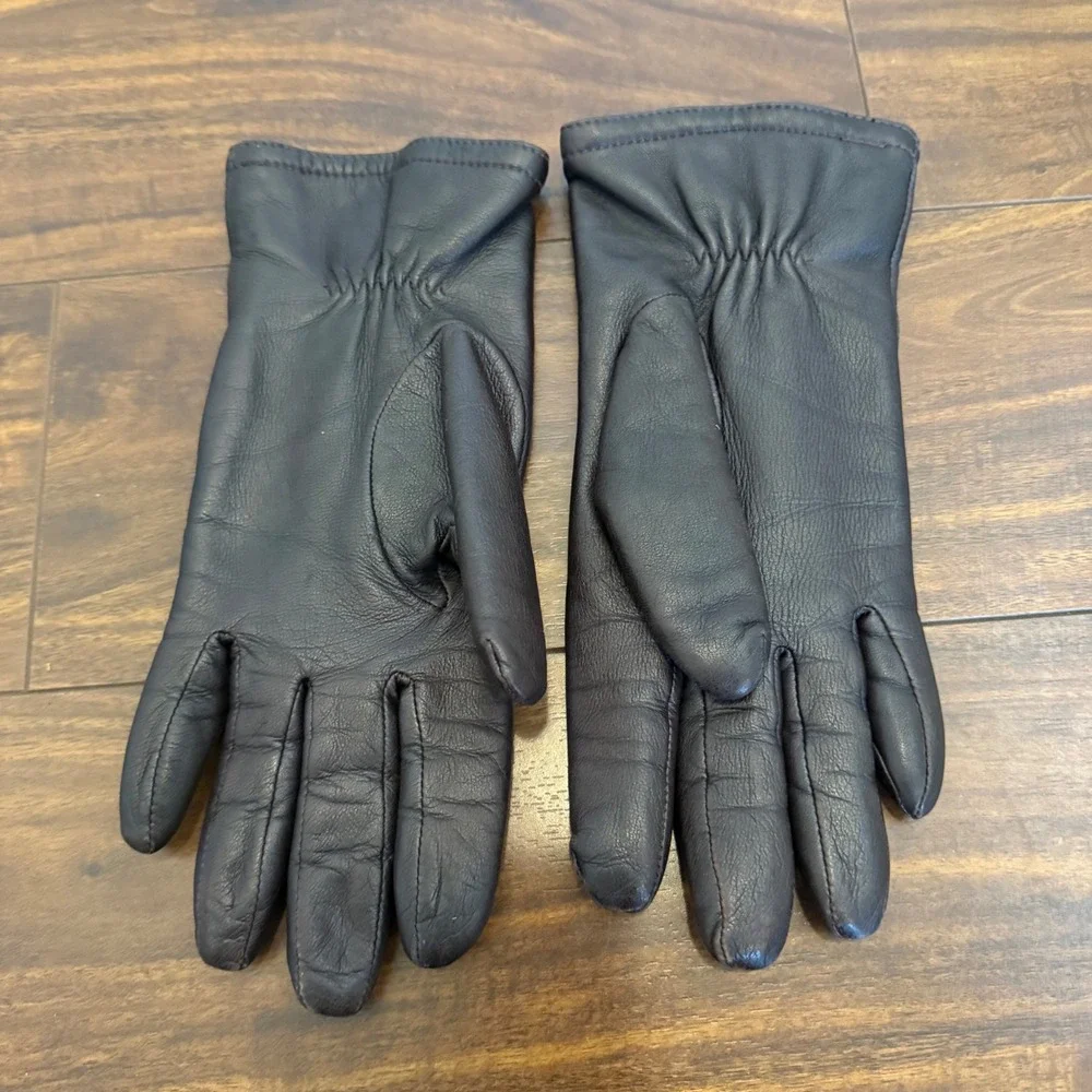 Thinsulate 40g Insulated Dark Brown Leather‎ Winter Gloves Women's Size L Luxury